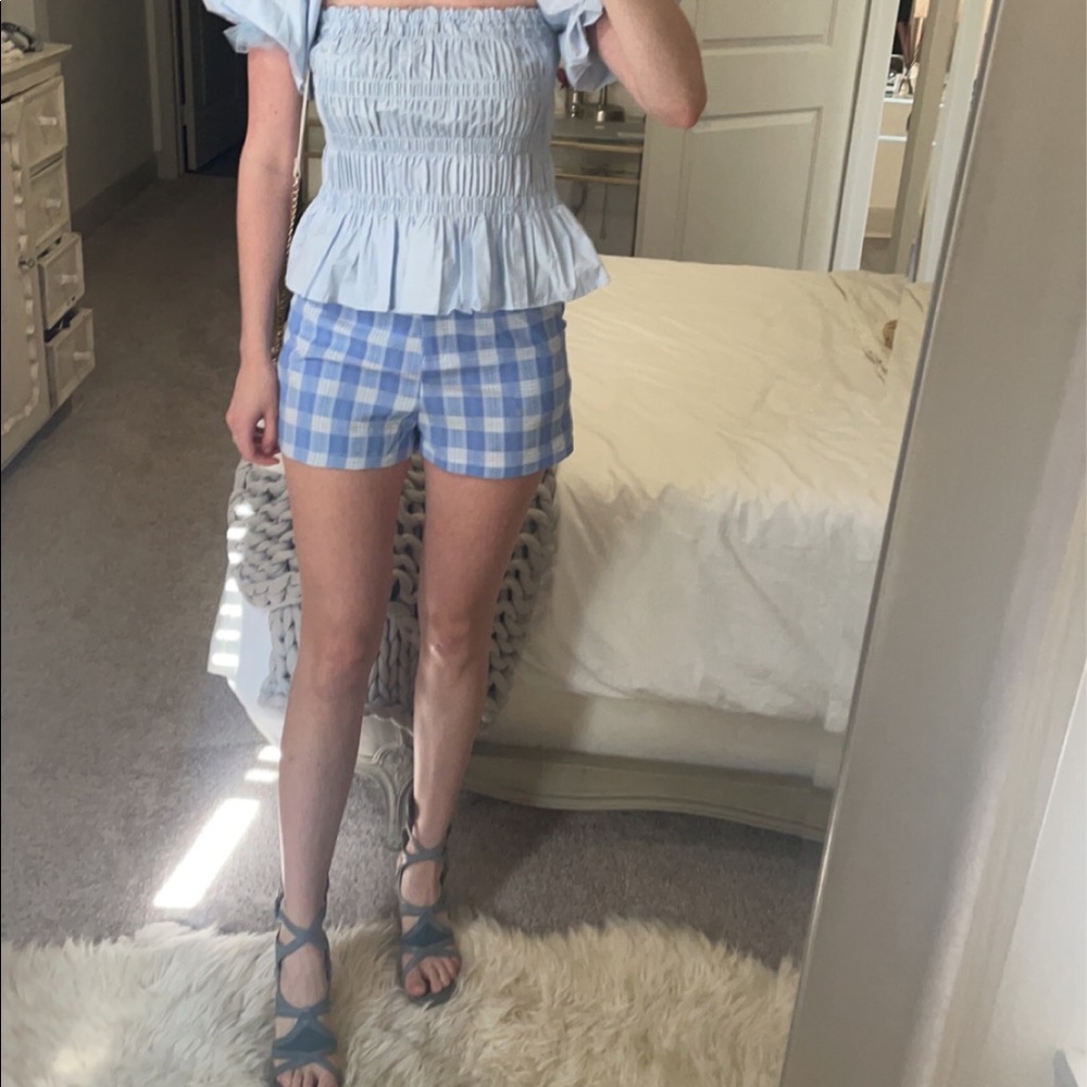 Super Down Gingham Short Set Small - image 1